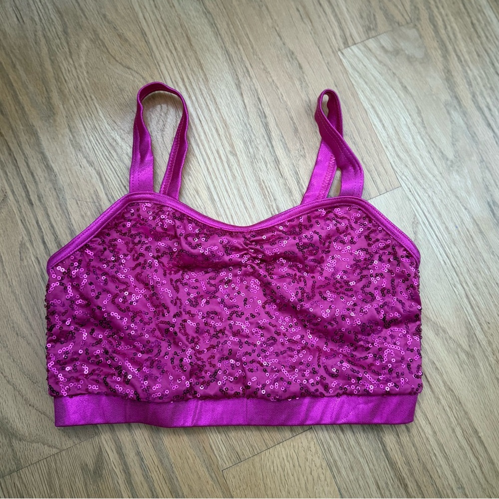 Balera Sequin Performance Bra Top, Size SA (Small Adult), Hot Pink, worn once